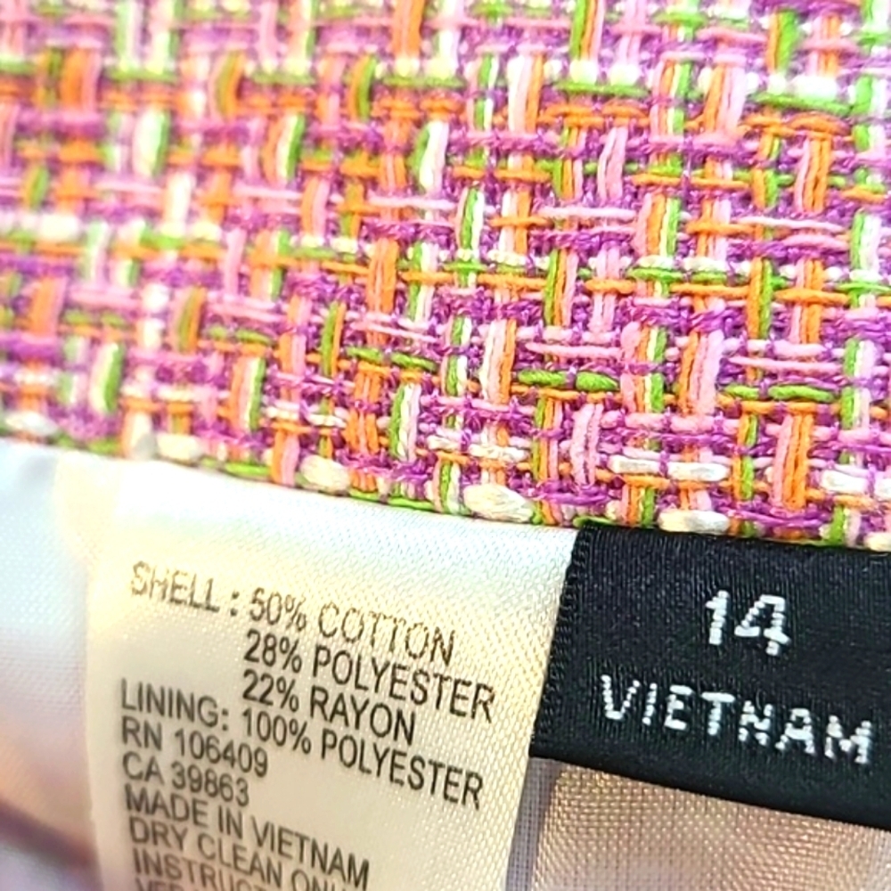 Isabella DeMarco Pink Tweed Knee-length Skirt, Size 14 - Picture 9 of 9